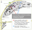 Mapa areálu FNM s vyznačením budov ÚPMM.